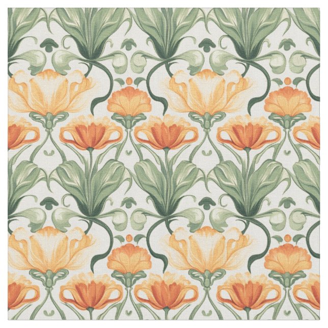 Spring Floral Art Nouveau Fabric (Close Up)