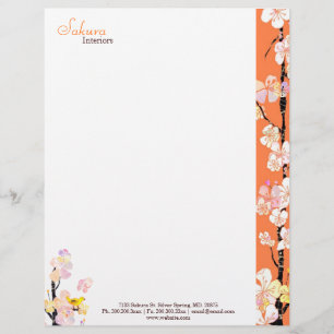 Spring Floral Bird Home Interior Business Letterhead