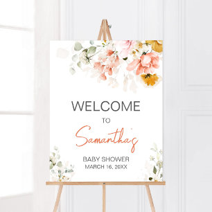 Spring Floral Bloom Baby Shower Welcome Poster