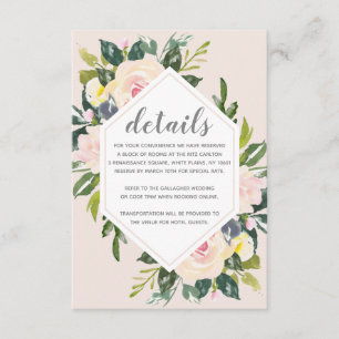 Spring Floral Blush   Wedding Details Enclosure Card
