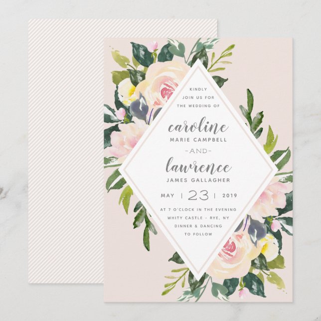 Spring Floral Blush | Wedding Invitation (Front/Back)