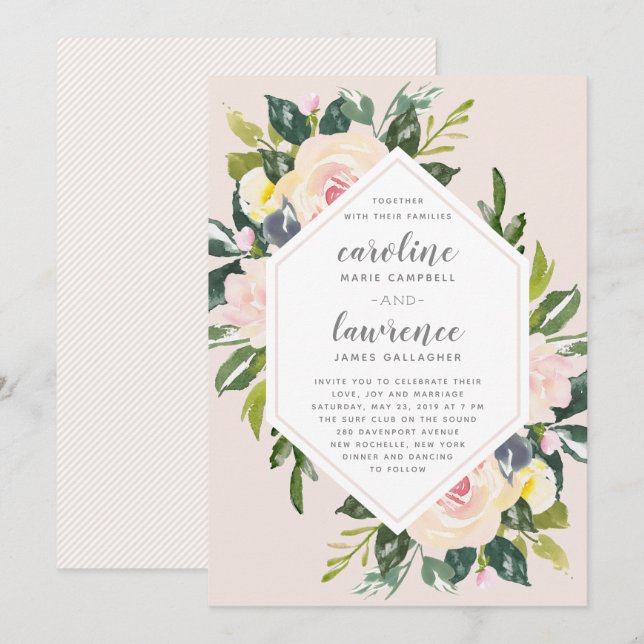 Spring Floral Blush | Wedding Invitation (Front/Back)