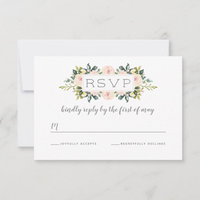 Spring Floral Blush | Wedding RSVP Card (Front)