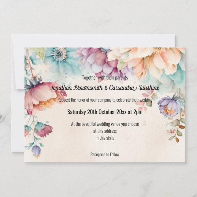 SPRING FLORAL BOTANICAL WEDDING  INVITATION (Front)
