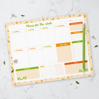 Spring Floral Bouquets Weekly Sunday Start Planner Notepad