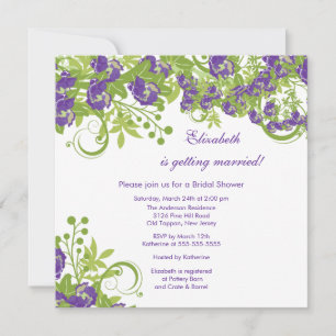 Spring Floral Bridal Shower Invitation Purple