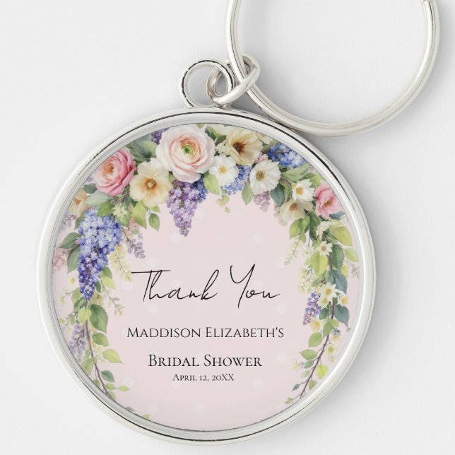Spring floral Bridal Shower Keychain (Front)