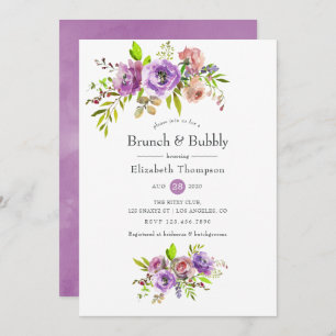 Spring Floral Brunch and Bubbly Bridal Shower Invitation