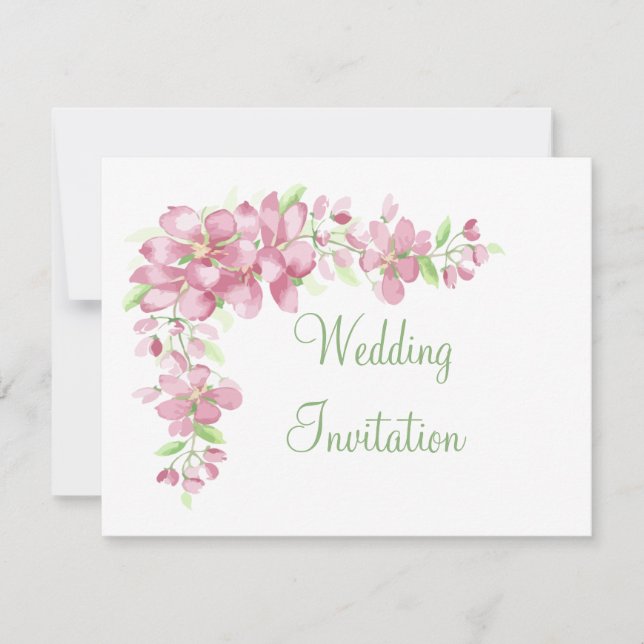 Spring Floral Cherry Blossom Wedding Invitation (Front)