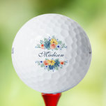 Spring Floral Chic Modern Personalized Name Golf Balls<br><div class="desc">This modern design features a spring floral in pretty coral, yellow, teal and navy blue with your personalized name. Personalize by editing the text in the text box provided. #floral #flowers #botanical #personalized #name #modern #chic #stylish #elegant #golf #giftsforgolfers #stockingstuffers #golfballs #personalizedgolfballs #sports #games #wedding #accessories #gifts #giftsforher #personalizedgifts #outdoor...</div>