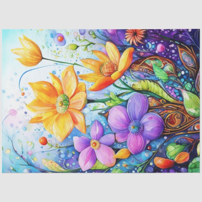 Spring Floral Colorful Tissue Paper (Front)