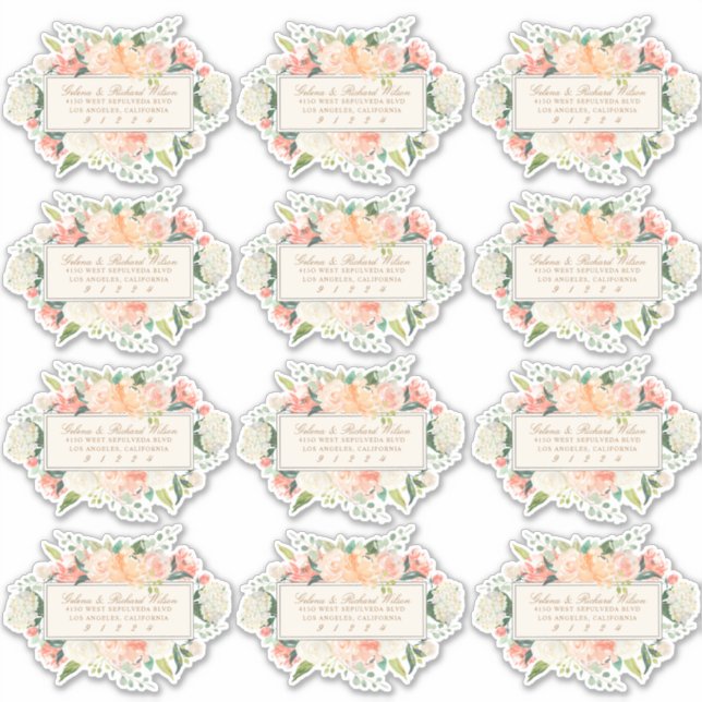 Spring Floral Couple Return Address Labels (Front)