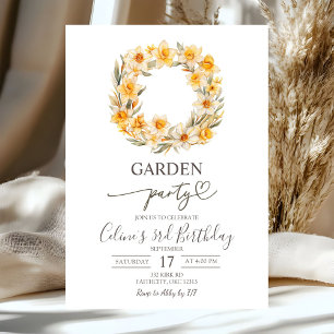 Spring Floral Daffodil Wreath Birthday Party Invitation