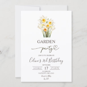 Spring Floral Daffodil Wreath Garden Party Invitation
