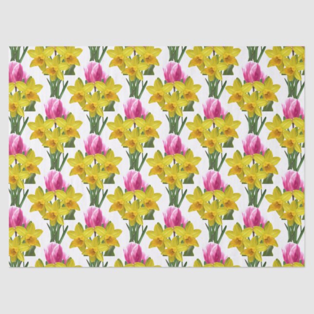 Spring Floral Daffodils and Tulips Tissue Paper (Front)