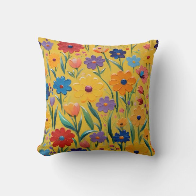 Spring floral design throw pillow (Front)