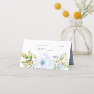 Spring Floral Dusty Blue Wedding Place Card
