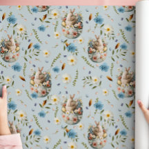 Spring Floral Easter Bunny Celebration Blue