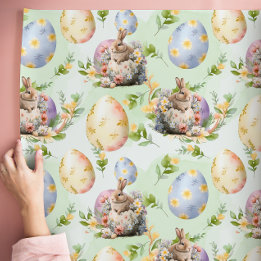 Spring Floral Easter Bunny Celebration Wrapping Paper