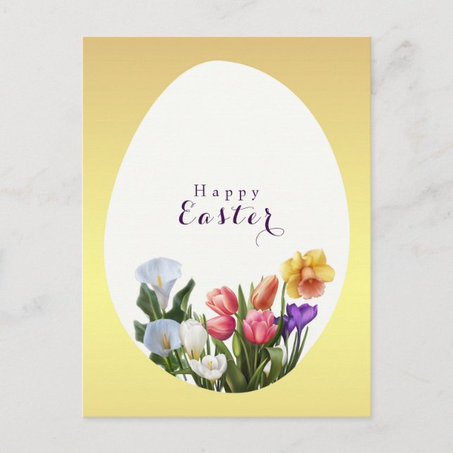 Spring Floral Easter Egg Elegant Save the Date Announcement Postcard (Front)