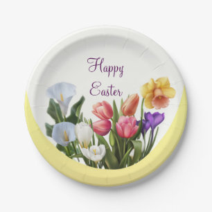 Spring Floral Easter Springtime Flowers Elegant Paper Plate
