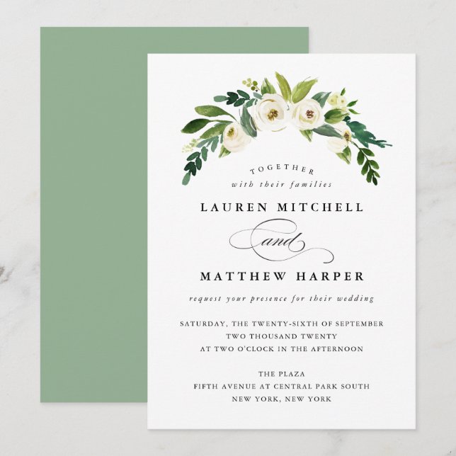 Spring Floral Elegant Wedding Invitation (Front/Back)