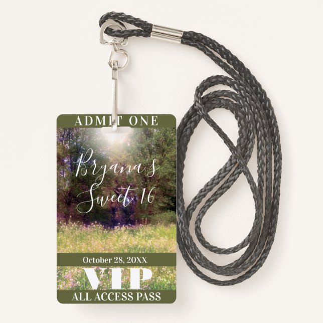 Spring Floral Enchanted Forest Trees VIP Badge  (Front with Lanyard)