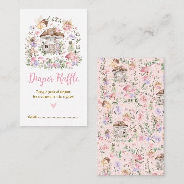Spring Floral Fairy Enchanted Forest Diaper Raffle Enclosure Card (Front/Back)