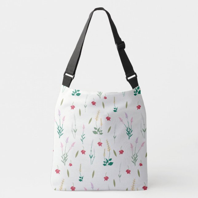 Spring Floral Flower Pattern Crossbody Bag (Front)