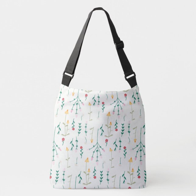 Spring Floral Flower Pattern Crossbody Bag (Front)