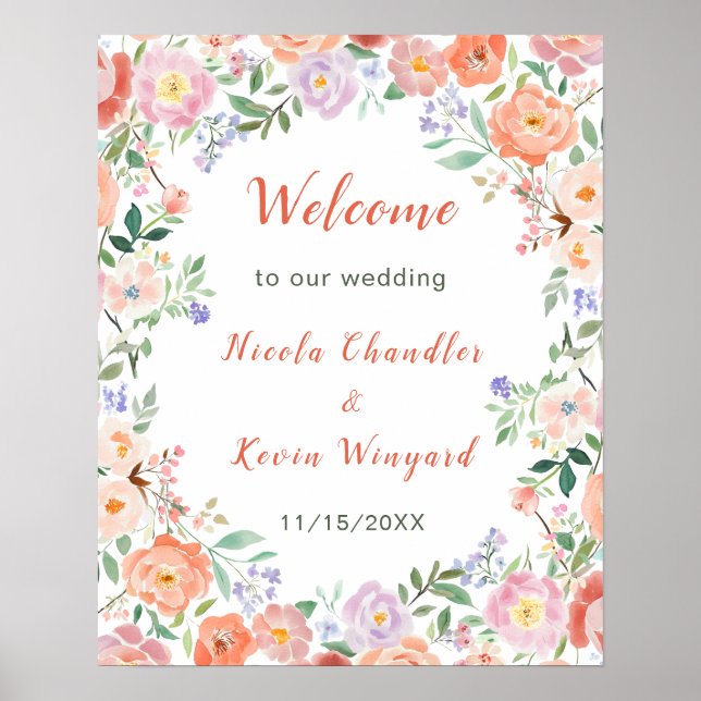 Spring Floral Flowers Wedding  Poster (Front)