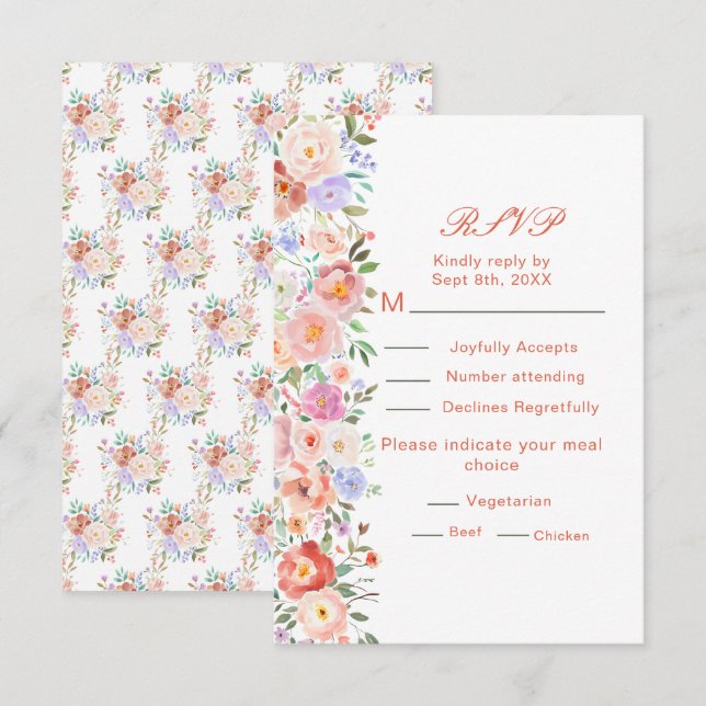 Spring Floral Flowers Wedding RSVP (Front/Back)