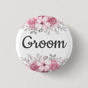 Spring Floral groom wedding  1 Inch Round Button