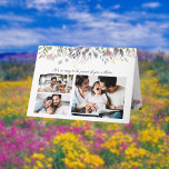 Spring Floral Happy Birthday Mom Card<br><div class="desc">Happy Birthday to mom with spring florals as a top border on front,  and inside floral bottom border.  Three photo templates on front,  as well as all text templates provided.</div>