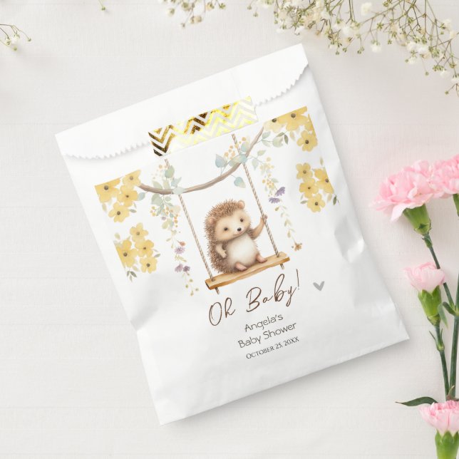Spring Floral Hegehog Oh Baby Shower Favour Bag (Sealed)