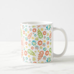 Spring Floral & Leaves calm Watercolor Pattern Coffee Mug