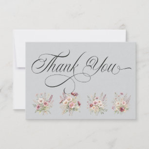 Spring Floral light grey Thank You Card