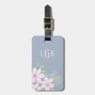 Spring Floral Luggage Tag w/ leather strap