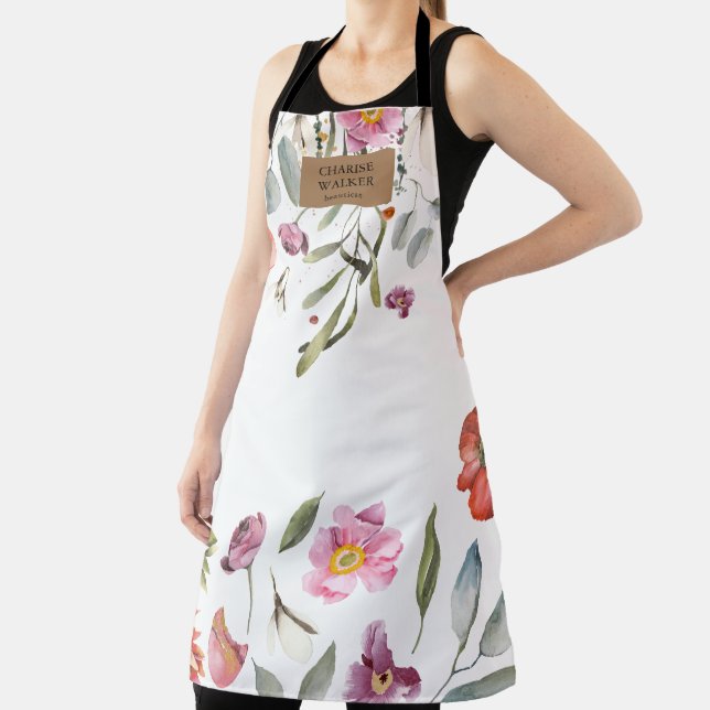 spring floral makeup artist salon monogram apron (Insitu)