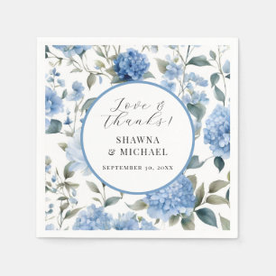Spring Floral Modern Elegant Blue n White Wedding Napkin