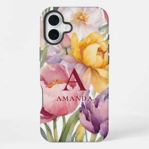 Spring Floral Monogram  iPhone 16 Plus Case
