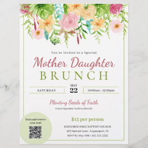 Spring Floral Mother Daughter Church Brunch Flyer