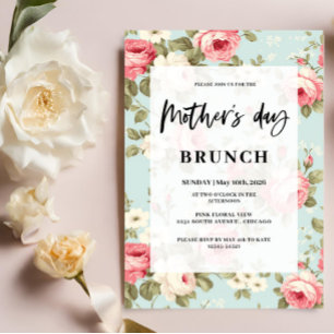 Spring floral Mother's day Brunch  Invitation