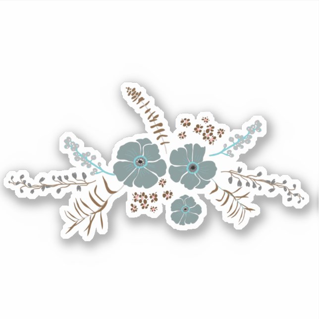 Spring Floral Motif Teal Pink Grey Whimsical (Front)