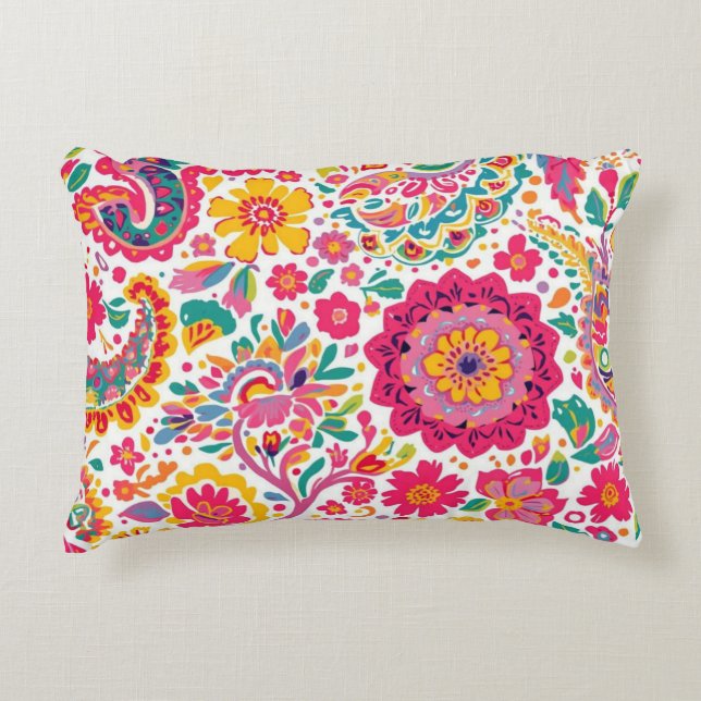 Spring Floral Paisley Accent Pillow (Front)