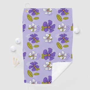 Spring Floral Pattern in Purple  Golf Towel