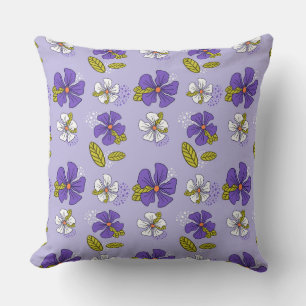 Spring Floral Pattern in Purple  Throw Pillow