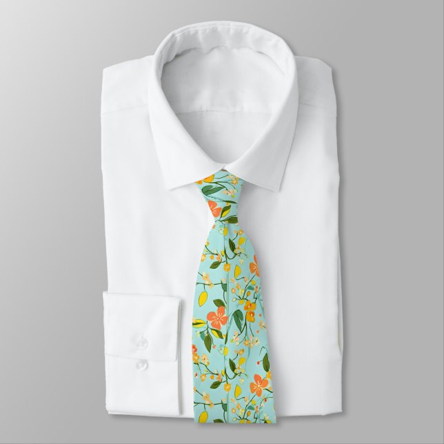 Spring Floral Pattern Tie (Tied)