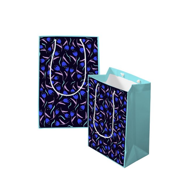 Spring Floral Pattern Turquoise Medium Gift Bag (Creator Uploaded)