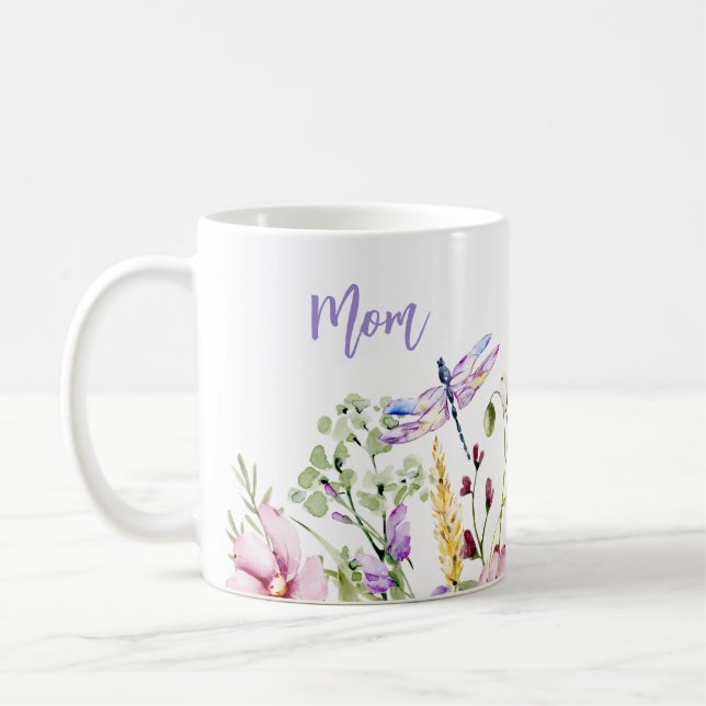 Spring Floral Personalized Mom  Coffee Mug (Left)